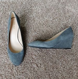 Nine West Leather Suede Blue Gray Nine West Wedges